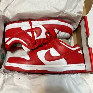 Nike Dunk lows Red and White Athletic Shoes